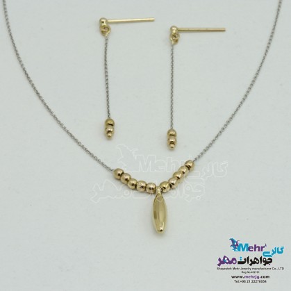 Half a Set of Gold - Necklace and Earrings - Drop and Ball Design-MS0495